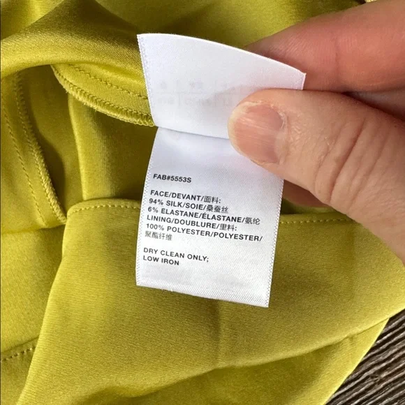 Lafayette 148 butterfly stretch ecru green silk midi long dress NWOT size 6 - Picture 11 of 14